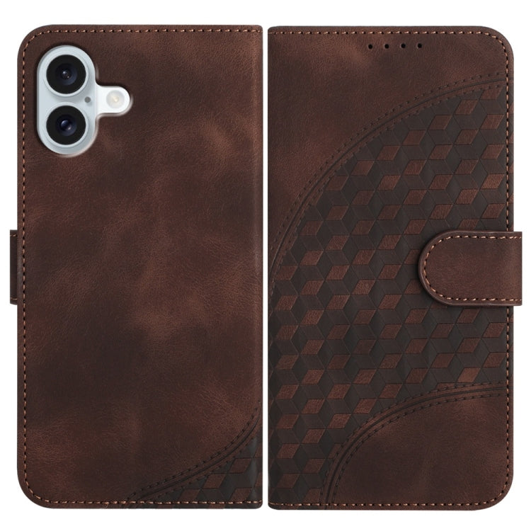 YX0060 Coque de téléphone en cuir gaufrée tête d'éléphant avec lanière, pour iPhone 16 Pro, pour iPhone 16 Plus, pour iPhone 16, pour iPhone 15 Pro Max, pour iPhone 15 Pro, pour iPhone 15 Plus