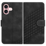YX0060 Coque de téléphone en cuir gaufrée tête d'éléphant avec lanière, pour iPhone 16 Pro, pour iPhone 16 Plus, pour iPhone 16, pour iPhone 15 Pro Max, pour iPhone 15 Pro, pour iPhone 15 Plus