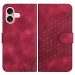 YX0060 Coque de téléphone en cuir gaufrée tête d'éléphant avec lanière, pour iPhone 16 Pro, pour iPhone 16 Plus, pour iPhone 16, pour iPhone 15 Pro Max, pour iPhone 15 Pro, pour iPhone 15 Plus