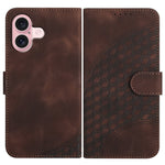 YX0060 Coque de téléphone en cuir gaufrée tête d'éléphant avec lanière, pour iPhone 16 Pro, pour iPhone 16 Plus, pour iPhone 16, pour iPhone 15 Pro Max, pour iPhone 15 Pro, pour iPhone 15 Plus