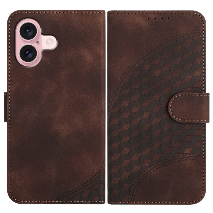 YX0060 Coque de téléphone en cuir gaufrée tête d'éléphant avec lanière, pour iPhone 16 Pro, pour iPhone 16 Plus, pour iPhone 16, pour iPhone 15 Pro Max, pour iPhone 15 Pro, pour iPhone 15 Plus