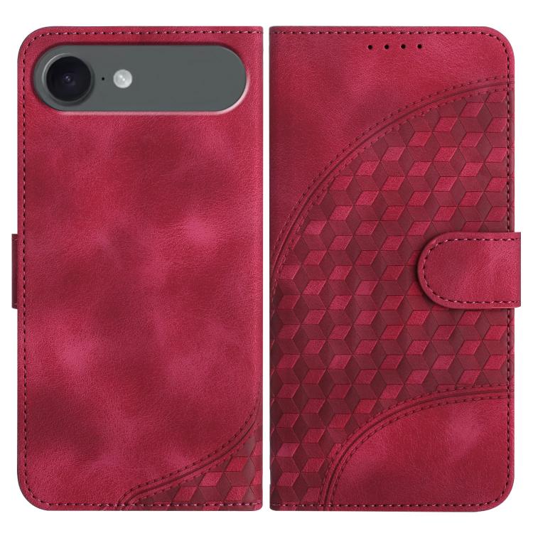 YX0060 Coque de téléphone en cuir gaufrée Tête d'éléphant avec lanière, Pour iPhone 17e / 16e, Pour iPhone 17 Pro Max, Pour iPhone 17 Pro, Pour iPhone 17, Pour iPhone Air, Pour iPhone 16 Pro Max
