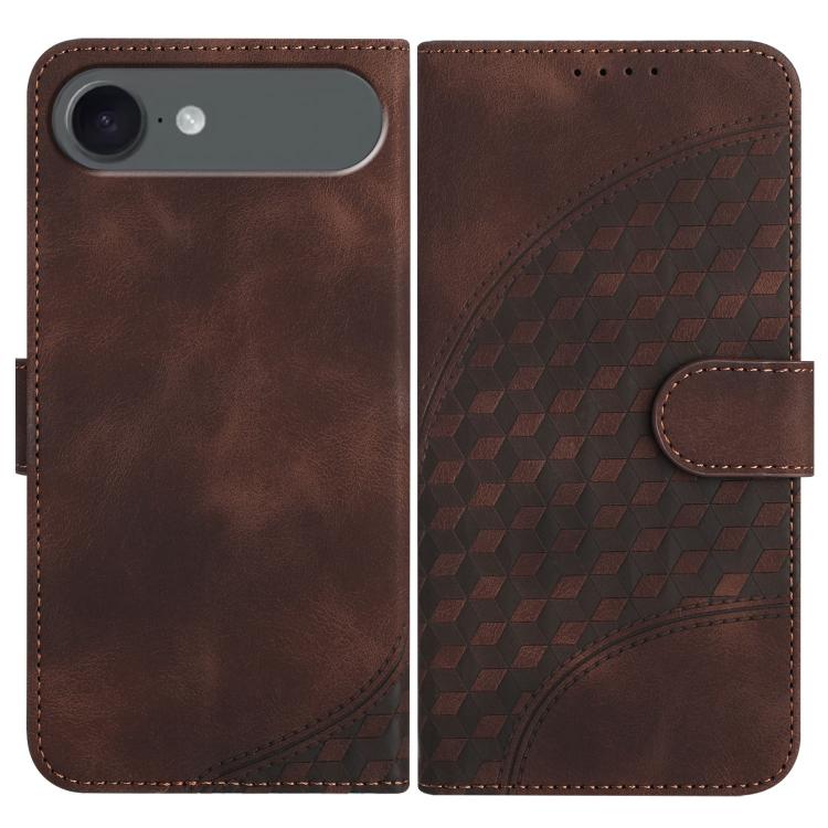 YX0060 Coque de téléphone en cuir gaufrée Tête d'éléphant avec lanière, Pour iPhone 17e / 16e, Pour iPhone 17 Pro Max, Pour iPhone 17 Pro, Pour iPhone 17, Pour iPhone Air, Pour iPhone 16 Pro Max