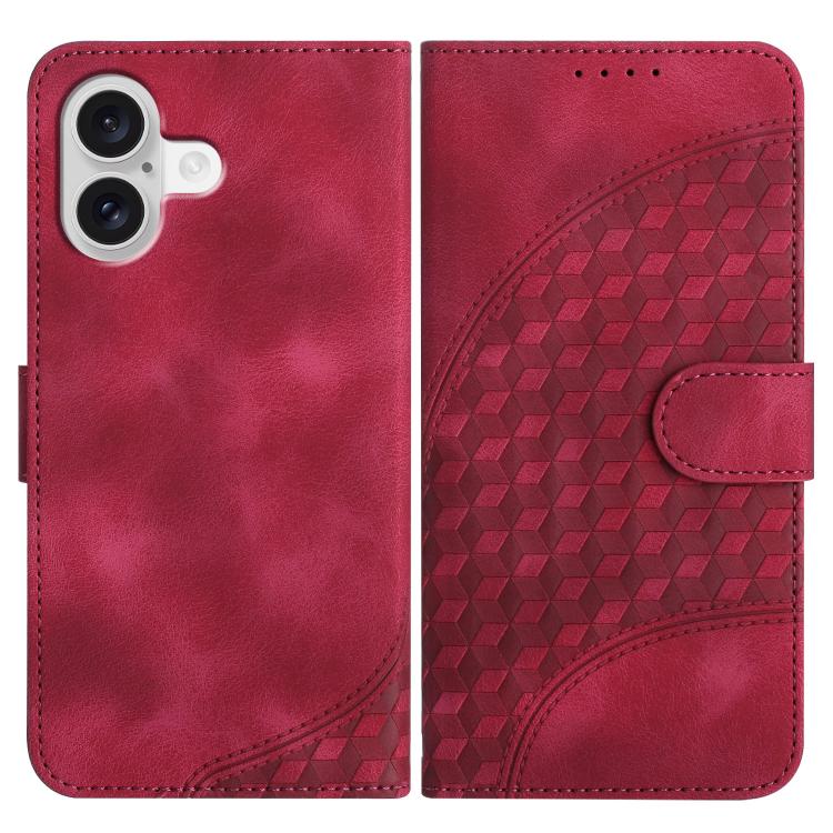 YX0060 Coque de téléphone en cuir gaufrée Tête d'éléphant avec lanière, Pour iPhone 17e / 16e, Pour iPhone 17 Pro Max, Pour iPhone 17 Pro, Pour iPhone 17, Pour iPhone Air, Pour iPhone 16 Pro Max