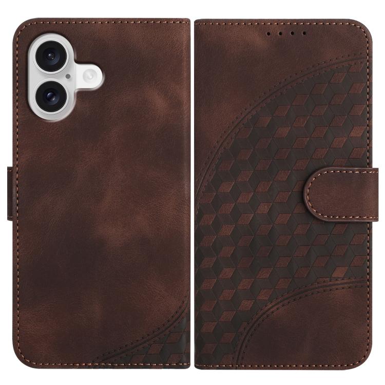 YX0060 Coque de téléphone en cuir gaufrée Tête d'éléphant avec lanière, Pour iPhone 17e / 16e, Pour iPhone 17 Pro Max, Pour iPhone 17 Pro, Pour iPhone 17, Pour iPhone Air, Pour iPhone 16 Pro Max