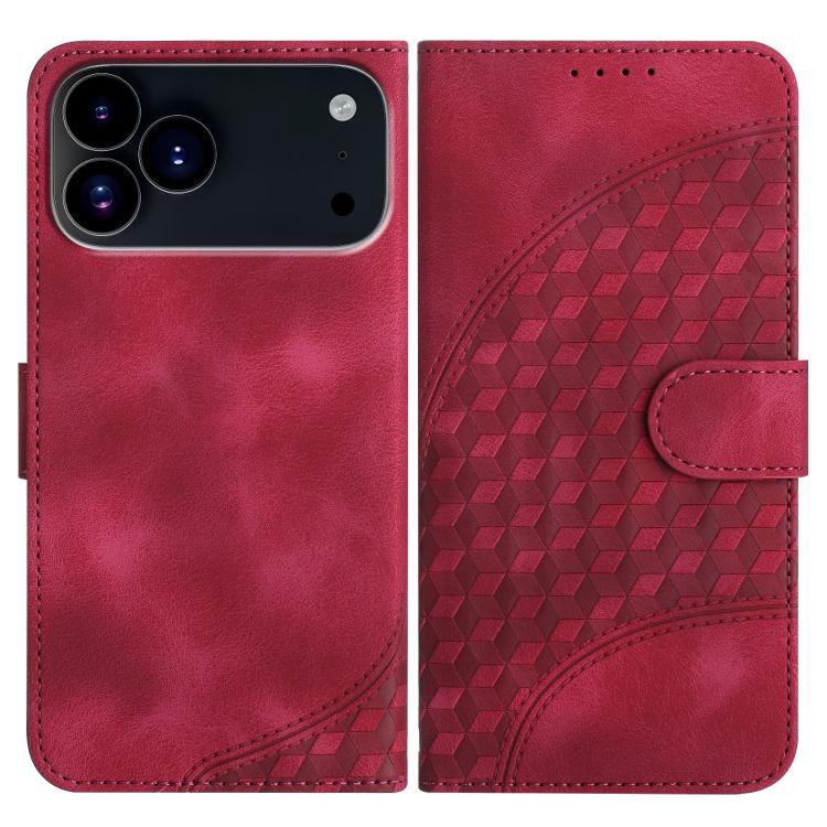 YX0060 Coque de téléphone en cuir gaufrée Tête d'éléphant avec lanière, Pour iPhone 17e / 16e, Pour iPhone 17 Pro Max, Pour iPhone 17 Pro, Pour iPhone 17, Pour iPhone Air, Pour iPhone 16 Pro Max