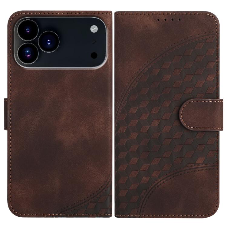 YX0060 Coque de téléphone en cuir gaufrée Tête d'éléphant avec lanière, Pour iPhone 17e / 16e, Pour iPhone 17 Pro Max, Pour iPhone 17 Pro, Pour iPhone 17, Pour iPhone Air, Pour iPhone 16 Pro Max