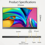 Écran portable de 15,6 pouces HDR 1080P IPS, 15,6 pouces 1080P