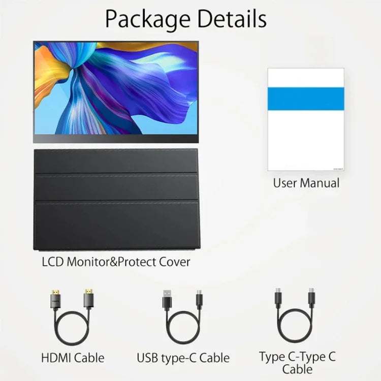 Écran portable de 15,6 pouces HDR 1080P IPS, 15,6 pouces 1080P