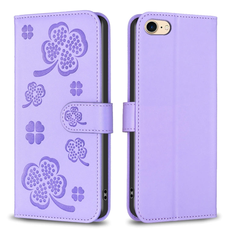 Étui de téléphone en cuir gaufré trèfle à quatre feuilles, Pour iPhone 7 / 8 / SE 2022, Pour iPhone 13 Pro Max, Pour iPhone 13 Pro, Pour iPhone 13, Pour iPhone 12 / 12 Pro, Pour iPhone 12 Pro Max, Pour iPhone 11 Pro Max, Pour iPhone 11
