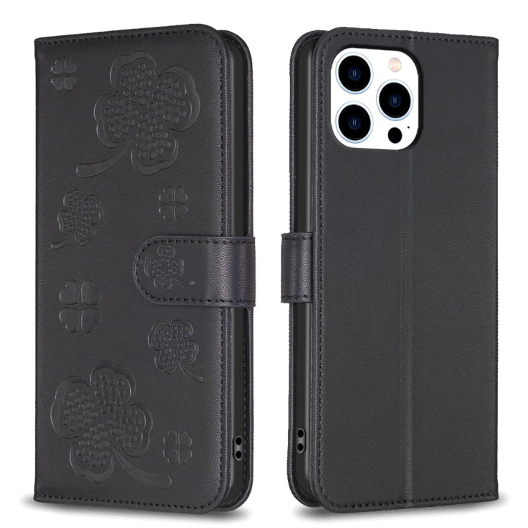 Étui de téléphone en cuir gaufré trèfle à quatre feuilles, Pour iPhone 7 / 8 / SE 2022, Pour iPhone 13 Pro Max, Pour iPhone 13 Pro, Pour iPhone 13, Pour iPhone 12 / 12 Pro, Pour iPhone 12 Pro Max, Pour iPhone 11 Pro Max, Pour iPhone 11