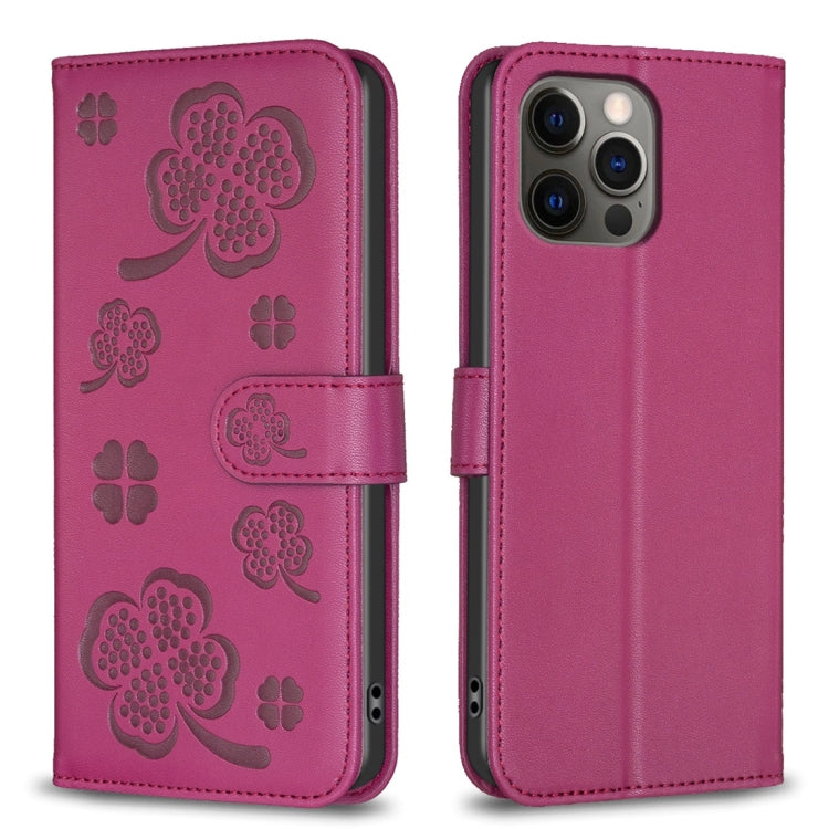 Étui de téléphone en cuir gaufré trèfle à quatre feuilles, Pour iPhone 7 / 8 / SE 2022, Pour iPhone 13 Pro Max, Pour iPhone 13 Pro, Pour iPhone 13, Pour iPhone 12 / 12 Pro, Pour iPhone 12 Pro Max, Pour iPhone 11 Pro Max, Pour iPhone 11