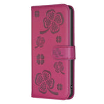 Étui de téléphone en cuir gaufré à quatre feuilles, Pour iPhone 11 Pro, Pour iPhone X / XS, Pour iPhone XR, Pour iPhone XS Max, Pour iPhone 7 Plus / 8 Plus