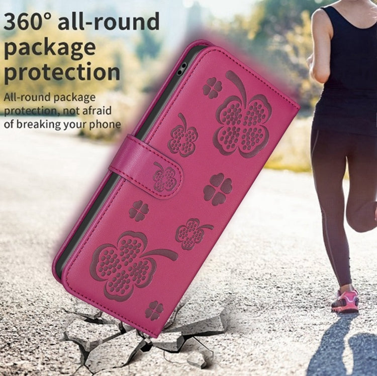 Étui de téléphone en cuir gaufré à quatre feuilles, Pour iPhone 11 Pro, Pour iPhone X / XS, Pour iPhone XR, Pour iPhone XS Max, Pour iPhone 7 Plus / 8 Plus