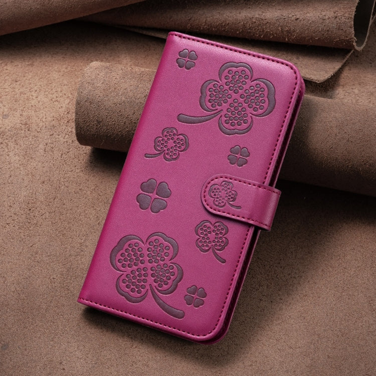Étui de téléphone en cuir gaufré à quatre feuilles, Pour iPhone 11 Pro, Pour iPhone X / XS, Pour iPhone XR, Pour iPhone XS Max, Pour iPhone 7 Plus / 8 Plus
