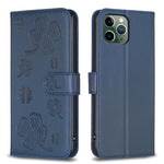 Étui de téléphone en cuir gaufré à quatre feuilles, Pour iPhone 11 Pro, Pour iPhone X / XS, Pour iPhone XR, Pour iPhone XS Max, Pour iPhone 7 Plus / 8 Plus