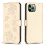 Étui de téléphone en cuir gaufré à quatre feuilles, Pour iPhone 11 Pro, Pour iPhone X / XS, Pour iPhone XR, Pour iPhone XS Max, Pour iPhone 7 Plus / 8 Plus