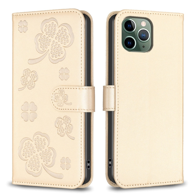 Étui de téléphone en cuir gaufré à quatre feuilles, Pour iPhone 11 Pro, Pour iPhone X / XS, Pour iPhone XR, Pour iPhone XS Max, Pour iPhone 7 Plus / 8 Plus