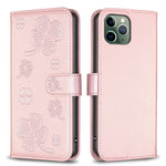 Étui de téléphone en cuir gaufré à quatre feuilles, Pour iPhone 11 Pro, Pour iPhone X / XS, Pour iPhone XR, Pour iPhone XS Max, Pour iPhone 7 Plus / 8 Plus
