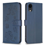 Étui de téléphone en cuir gaufré à quatre feuilles, Pour iPhone 11 Pro, Pour iPhone X / XS, Pour iPhone XR, Pour iPhone XS Max, Pour iPhone 7 Plus / 8 Plus