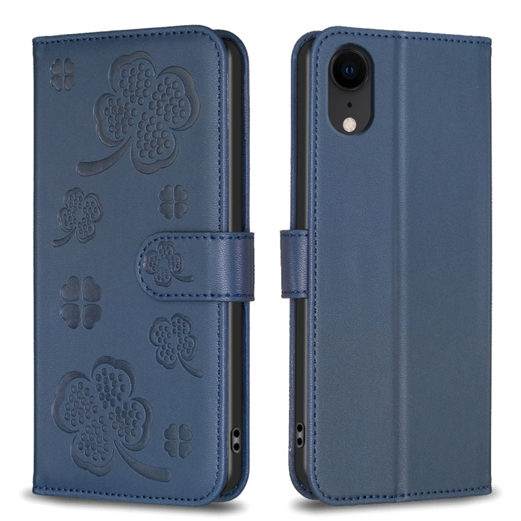 Étui de téléphone en cuir gaufré à quatre feuilles, Pour iPhone 11 Pro, Pour iPhone X / XS, Pour iPhone XR, Pour iPhone XS Max, Pour iPhone 7 Plus / 8 Plus