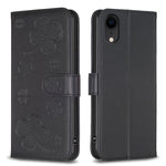 Étui de téléphone en cuir gaufré à quatre feuilles, Pour iPhone 11 Pro, Pour iPhone X / XS, Pour iPhone XR, Pour iPhone XS Max, Pour iPhone 7 Plus / 8 Plus