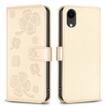 Étui de téléphone en cuir gaufré à quatre feuilles, Pour iPhone 11 Pro, Pour iPhone X / XS, Pour iPhone XR, Pour iPhone XS Max, Pour iPhone 7 Plus / 8 Plus