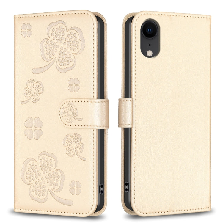 Étui de téléphone en cuir gaufré à quatre feuilles, Pour iPhone 11 Pro, Pour iPhone X / XS, Pour iPhone XR, Pour iPhone XS Max, Pour iPhone 7 Plus / 8 Plus