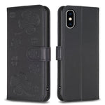 Étui de téléphone en cuir gaufré à quatre feuilles, Pour iPhone 11 Pro, Pour iPhone X / XS, Pour iPhone XR, Pour iPhone XS Max, Pour iPhone 7 Plus / 8 Plus