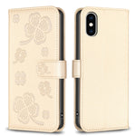 Étui de téléphone en cuir gaufré à quatre feuilles, Pour iPhone 11 Pro, Pour iPhone X / XS, Pour iPhone XR, Pour iPhone XS Max, Pour iPhone 7 Plus / 8 Plus