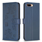 Étui de téléphone en cuir gaufré à quatre feuilles, Pour iPhone 11 Pro, Pour iPhone X / XS, Pour iPhone XR, Pour iPhone XS Max, Pour iPhone 7 Plus / 8 Plus