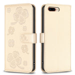 Étui de téléphone en cuir gaufré à quatre feuilles, Pour iPhone 11 Pro, Pour iPhone X / XS, Pour iPhone XR, Pour iPhone XS Max, Pour iPhone 7 Plus / 8 Plus