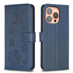 Coque de téléphone en cuir gaufré trèfle à quatre feuilles, pour iPhone 17 Pro Max, pour iPhone 17 Pro, pour iPhone 17, pour iPhone Air, pour iPhone 16 Pro Max, pour iPhone 16 Pro, pour iPhone 16 Plus, pour iPhone 16