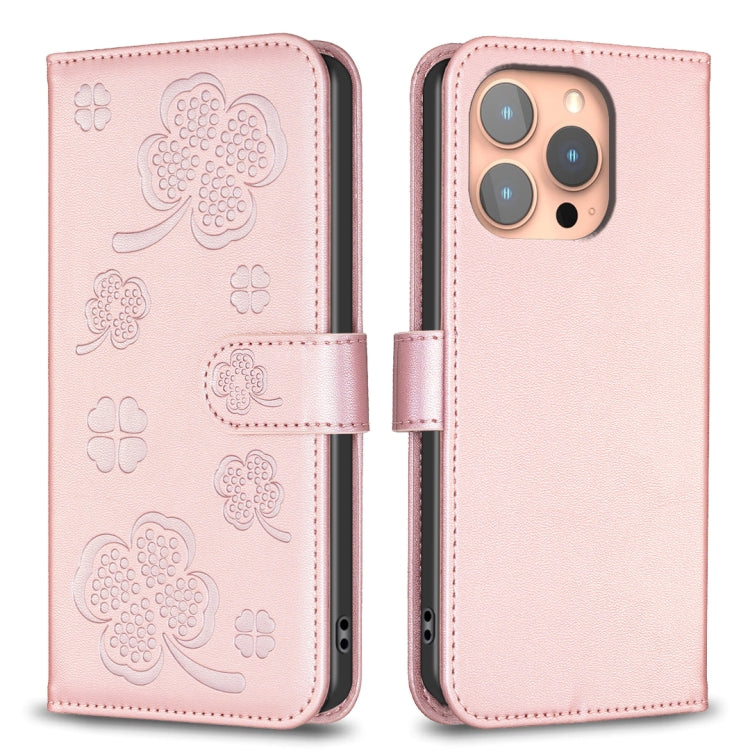 Coque de téléphone en cuir gaufré trèfle à quatre feuilles, pour iPhone 17 Pro Max, pour iPhone 17 Pro, pour iPhone 17, pour iPhone Air, pour iPhone 16 Pro Max, pour iPhone 16 Pro, pour iPhone 16 Plus, pour iPhone 16