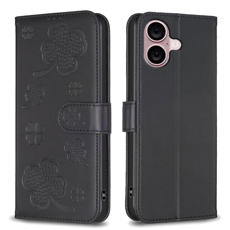Coque de téléphone en cuir gaufré trèfle à quatre feuilles, pour iPhone 17 Pro Max, pour iPhone 17 Pro, pour iPhone 17, pour iPhone Air, pour iPhone 16 Pro Max, pour iPhone 16 Pro, pour iPhone 16 Plus, pour iPhone 16