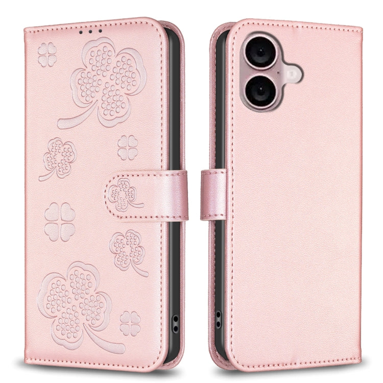 Coque de téléphone en cuir gaufré trèfle à quatre feuilles, pour iPhone 17 Pro Max, pour iPhone 17 Pro, pour iPhone 17, pour iPhone Air, pour iPhone 16 Pro Max, pour iPhone 16 Pro, pour iPhone 16 Plus, pour iPhone 16