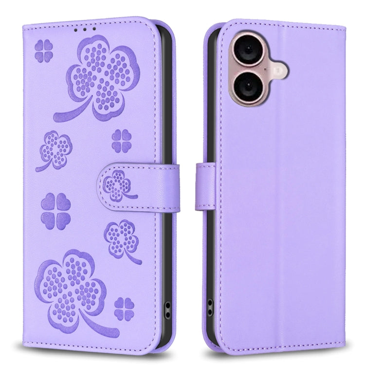 Coque de téléphone en cuir gaufré trèfle à quatre feuilles, pour iPhone 17 Pro Max, pour iPhone 17 Pro, pour iPhone 17, pour iPhone Air, pour iPhone 16 Pro Max, pour iPhone 16 Pro, pour iPhone 16 Plus, pour iPhone 16