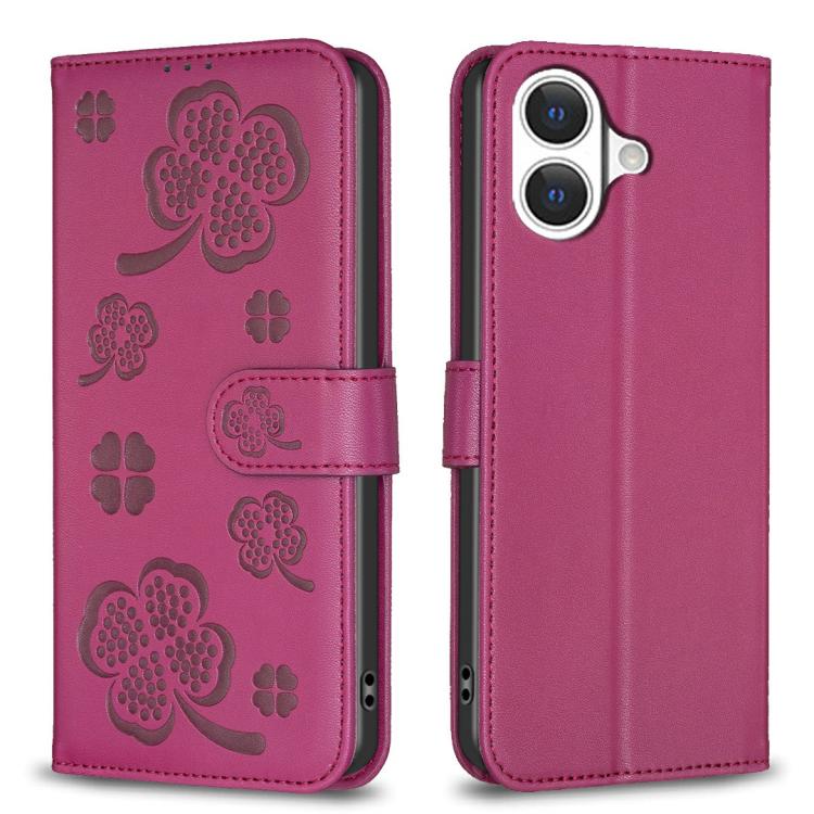 Coque de téléphone en cuir gaufré trèfle à quatre feuilles, pour iPhone 17 Pro Max, pour iPhone 17 Pro, pour iPhone 17, pour iPhone Air, pour iPhone 16 Pro Max, pour iPhone 16 Pro, pour iPhone 16 Plus, pour iPhone 16