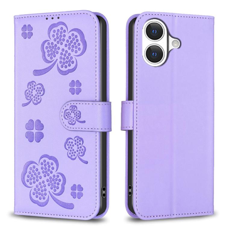 Coque de téléphone en cuir gaufré trèfle à quatre feuilles, pour iPhone 17 Pro Max, pour iPhone 17 Pro, pour iPhone 17, pour iPhone Air, pour iPhone 16 Pro Max, pour iPhone 16 Pro, pour iPhone 16 Plus, pour iPhone 16