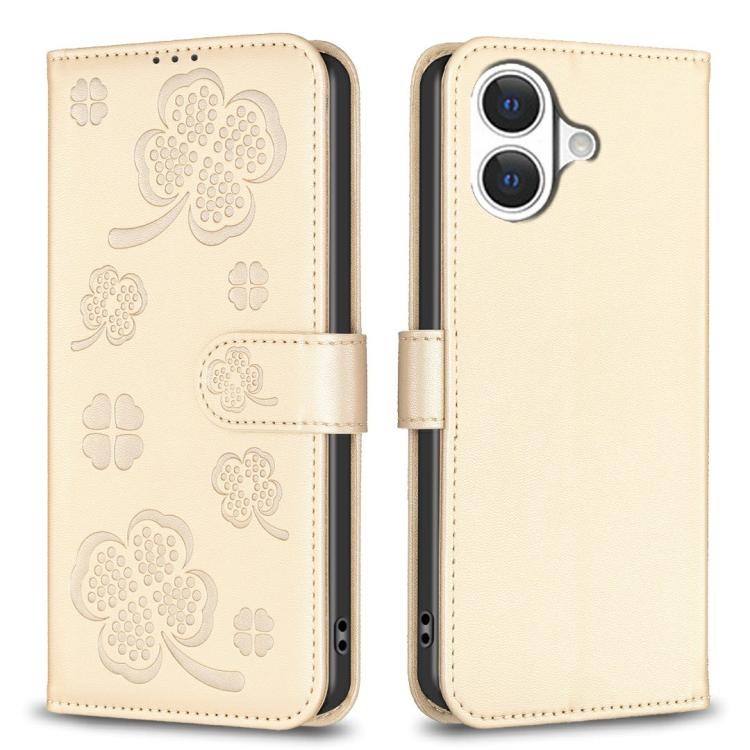 Coque de téléphone en cuir gaufré trèfle à quatre feuilles, pour iPhone 17 Pro Max, pour iPhone 17 Pro, pour iPhone 17, pour iPhone Air, pour iPhone 16 Pro Max, pour iPhone 16 Pro, pour iPhone 16 Plus, pour iPhone 16