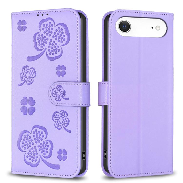 Coque de téléphone en cuir gaufré trèfle à quatre feuilles, pour iPhone 17 Pro Max, pour iPhone 17 Pro, pour iPhone 17, pour iPhone Air, pour iPhone 16 Pro Max, pour iPhone 16 Pro, pour iPhone 16 Plus, pour iPhone 16