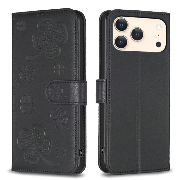 Coque de téléphone en cuir gaufré trèfle à quatre feuilles, pour iPhone 17 Pro Max, pour iPhone 17 Pro, pour iPhone 17, pour iPhone Air, pour iPhone 16 Pro Max, pour iPhone 16 Pro, pour iPhone 16 Plus, pour iPhone 16