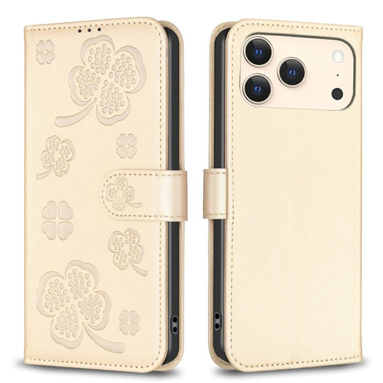 Coque de téléphone en cuir gaufré trèfle à quatre feuilles, pour iPhone 17 Pro Max, pour iPhone 17 Pro, pour iPhone 17, pour iPhone Air, pour iPhone 16 Pro Max, pour iPhone 16 Pro, pour iPhone 16 Plus, pour iPhone 16