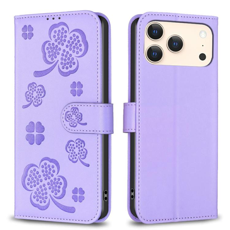 Coque de téléphone en cuir gaufré trèfle à quatre feuilles, pour iPhone 17 Pro Max, pour iPhone 17 Pro, pour iPhone 17, pour iPhone Air, pour iPhone 16 Pro Max, pour iPhone 16 Pro, pour iPhone 16 Plus, pour iPhone 16