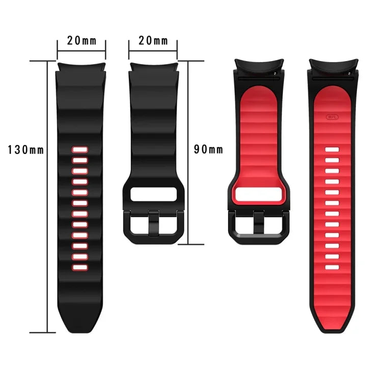 Bracelet de montre en silicone bicolore texturé ondulé, pour Samsung Galaxy Watch 6