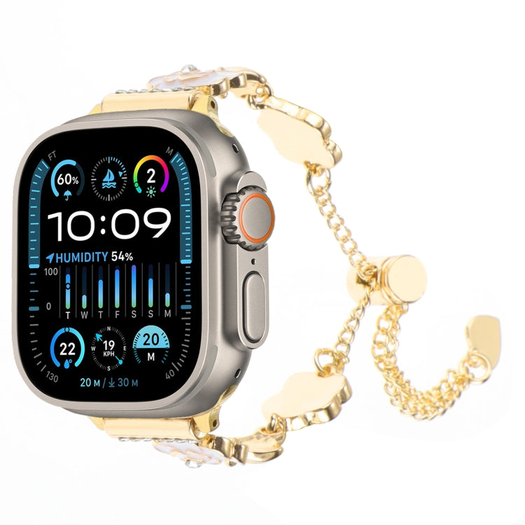 Camellia Metal Chain Bracelet Watch Band, For Apple Watch SE 2023 44mm, For Apple Watch SE 2023 40mm, For Apple Watch Ultra 2 49mm, For Apple Watch Series 9 45mm, For Apple Watch Series 9 41mm, For Apple Watch Ultra 49mm, For Apple Watch Series 8 41mm ...