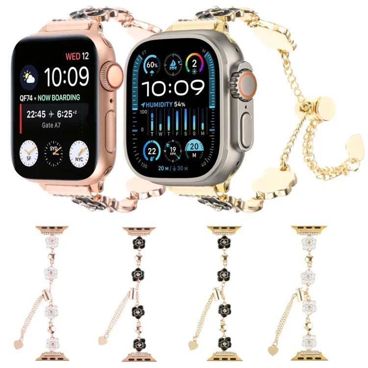 Bracelet de montre à maillons Camellia en métal, pour Apple Watch 42mm, pour Apple Watch 38mm