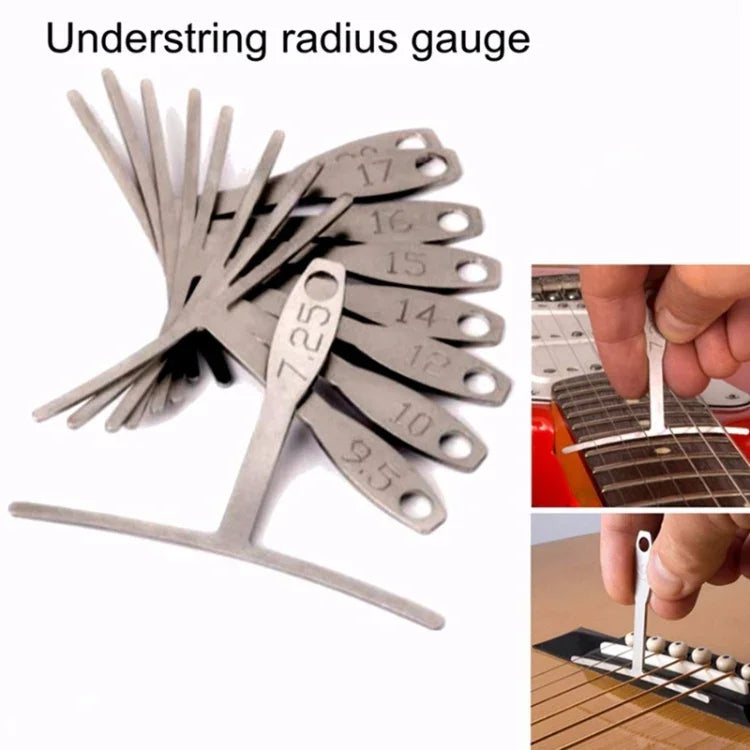 Règle en T pour guitare 9 en 1, mesure le rayon du manche et de la touche, le rayon des frettes et des cordes, pied à coulisse réglable, règle en T pour guitare 9 en 1