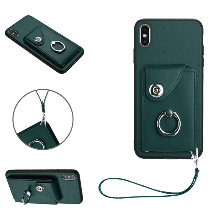 Étui de téléphone en cuir PU avec lanière et porte-carte de type Organiseur, pour iPhone XS / X, pour iPhone XR, pour iPhone XS Max, pour iPhone 8 Plus / 7 Plus