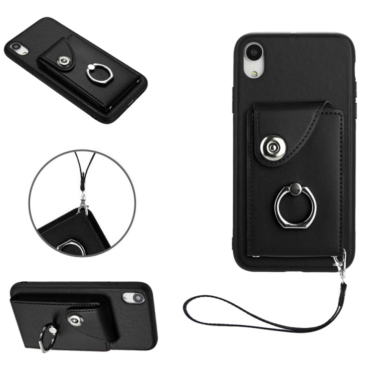 Étui de téléphone en cuir PU avec lanière et porte-carte de type Organiseur, pour iPhone XS / X, pour iPhone XR, pour iPhone XS Max, pour iPhone 8 Plus / 7 Plus